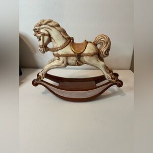 Painted Ceramic Rocking Horse Figurine